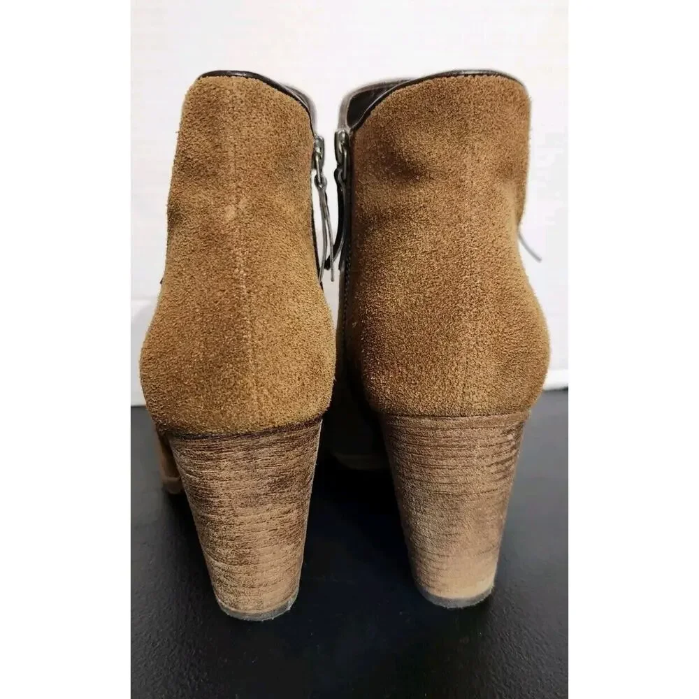Cole Haan Hayes Bootie Java‎ Brown Suede Stacked Booties Womens Size 8 B